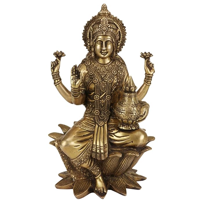 Buy Brass Maa Lakshmi Deepak Devi Laxmi Diya for Daily Pooja Maa Padma Oil Wick Deepam for Home Office Pooja Oil Lamp for Temple Mandir Diwali Puja Online at Low Prices in