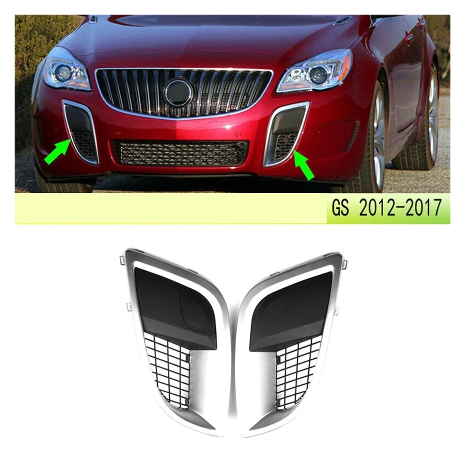 Car Front Bumper Light Grille, Fit For Buick, Regal GS 2012-2017 Right Fog Light Grille Fog Trailer Cover Racing Grills osłona atrapy przedniego zderzaka pojazdu