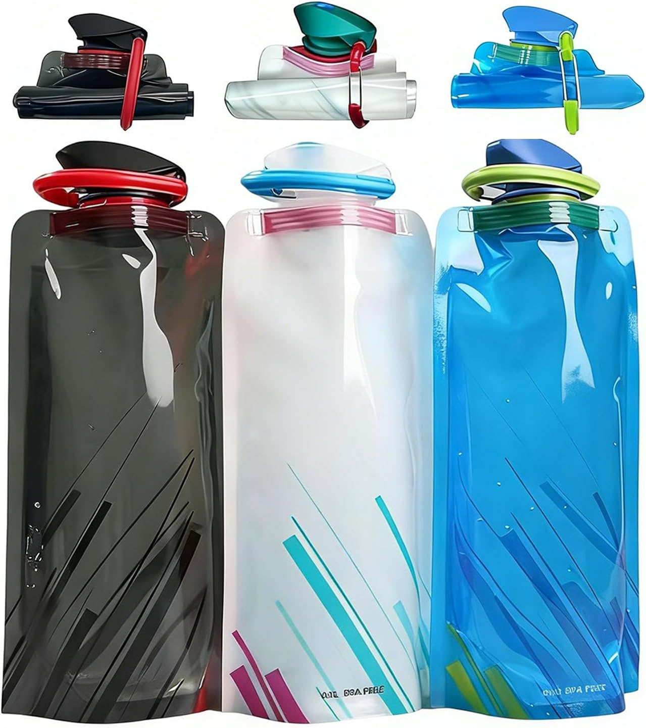 Collapsible Water Bottles for Travel – 24oz Foldable Water Bottle with Leakproof Lid, Food-Grade Silicone Portable Reusable BPA-Free Water Bottle for Hiking,Sports,Camping,Biking (8)