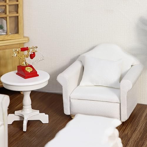 Miniatura 10 de Sofá de casa de muñecas, muebles en miniatura, sofá con almohadas para sala de estar, decoración de escritorio, sofá de tela, mini accesorios para
