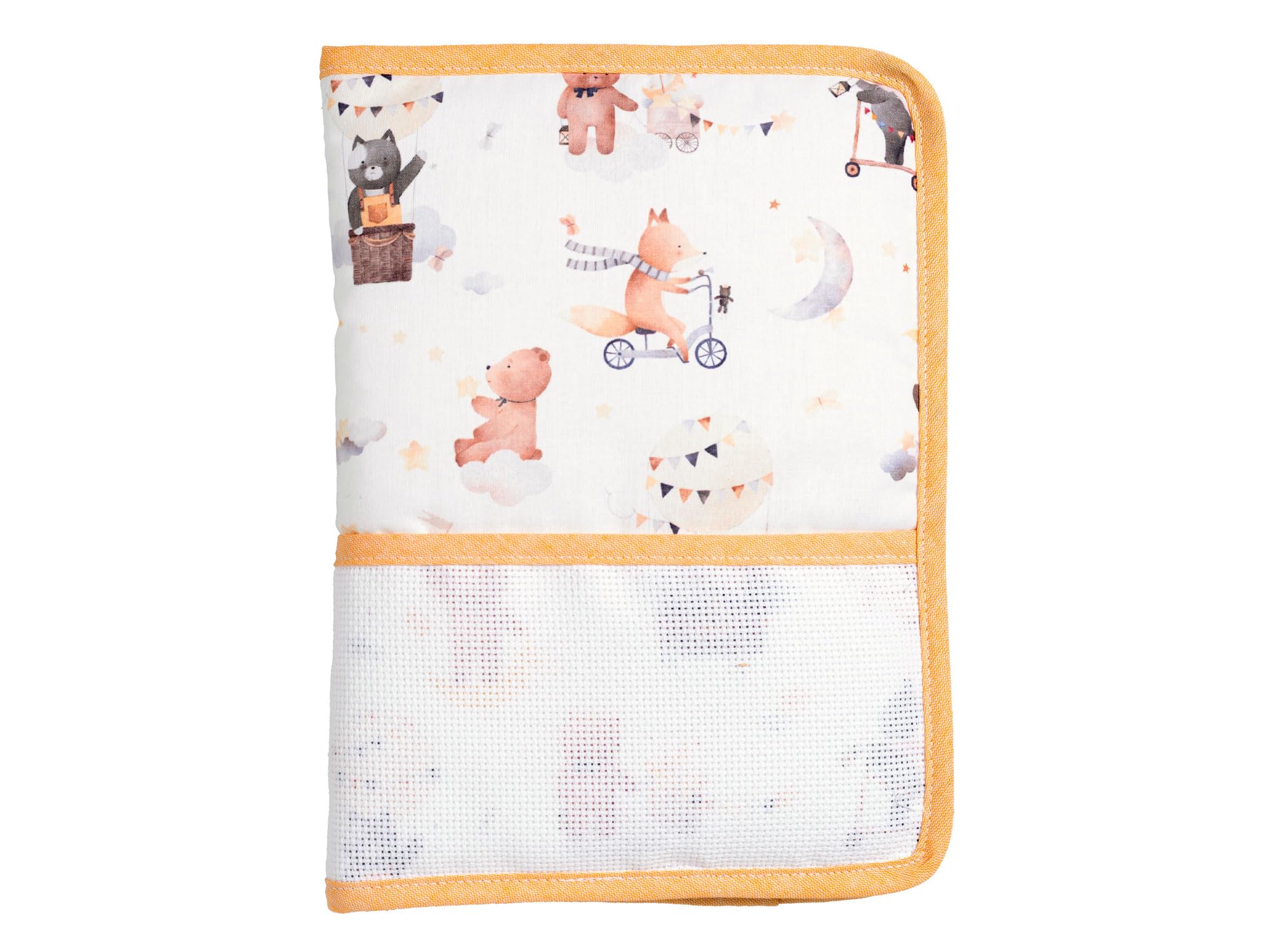 Filet - Couverture livret à broder ours, personnalisable avec broderie au point de croix, Made in Italy, Orange