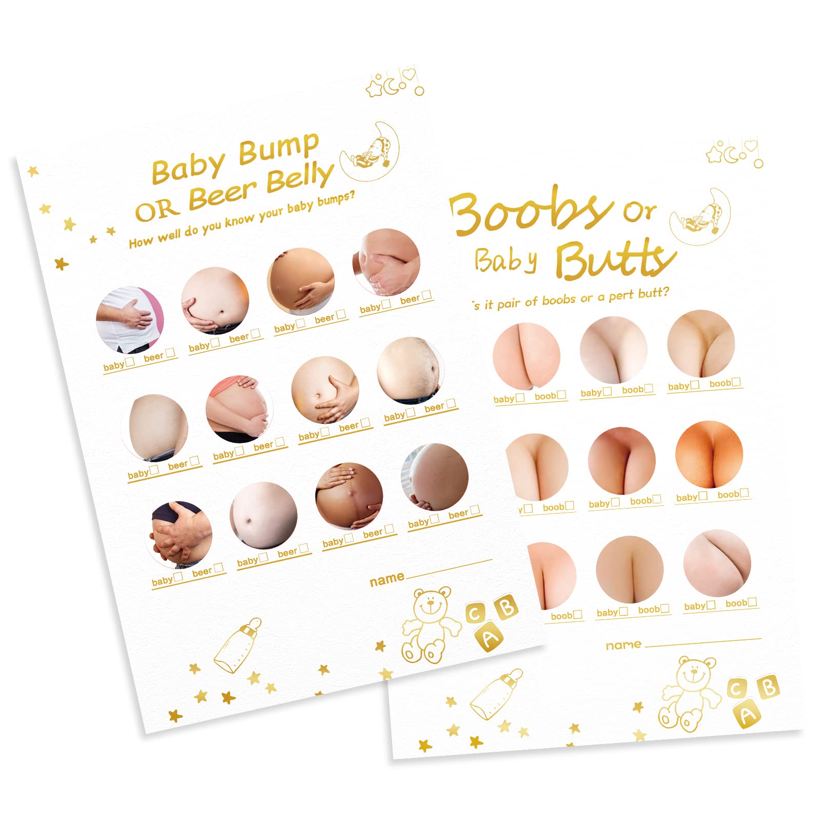 Baby Shower Games for Boy or Girl-2 Games(50 of Each),Double-Sided,Thick Cardboard,Fun,Hilarious,and Easy to Play,with Answer Keys