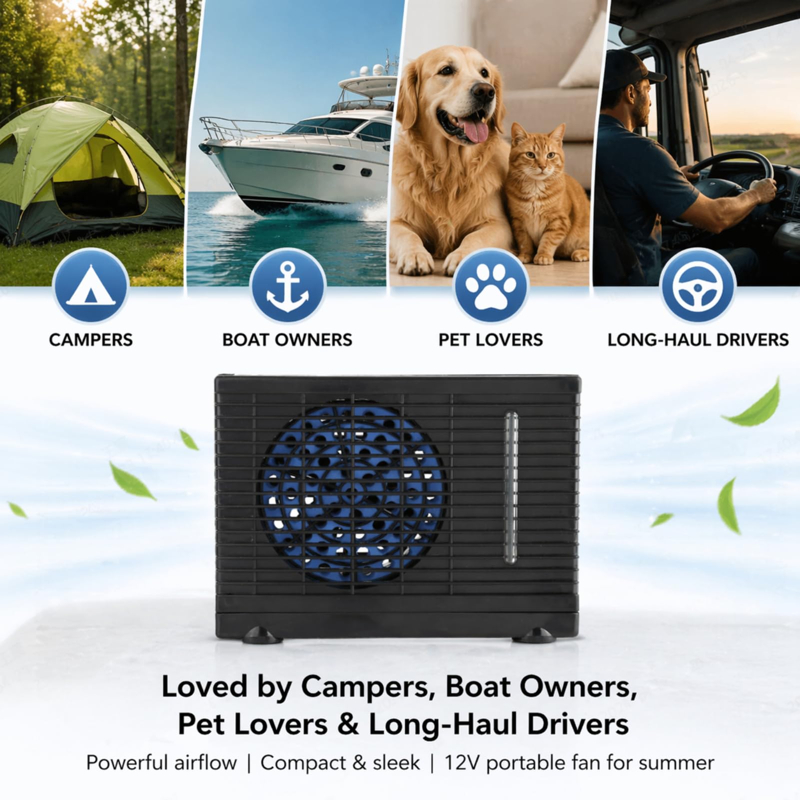 Yosoo 12V Portátil Mini Aire Acondicionado Evaporativo Enfriador de Agua Ventilador de Refrigeración para Hogar Casa Coche Automóvil Camión
