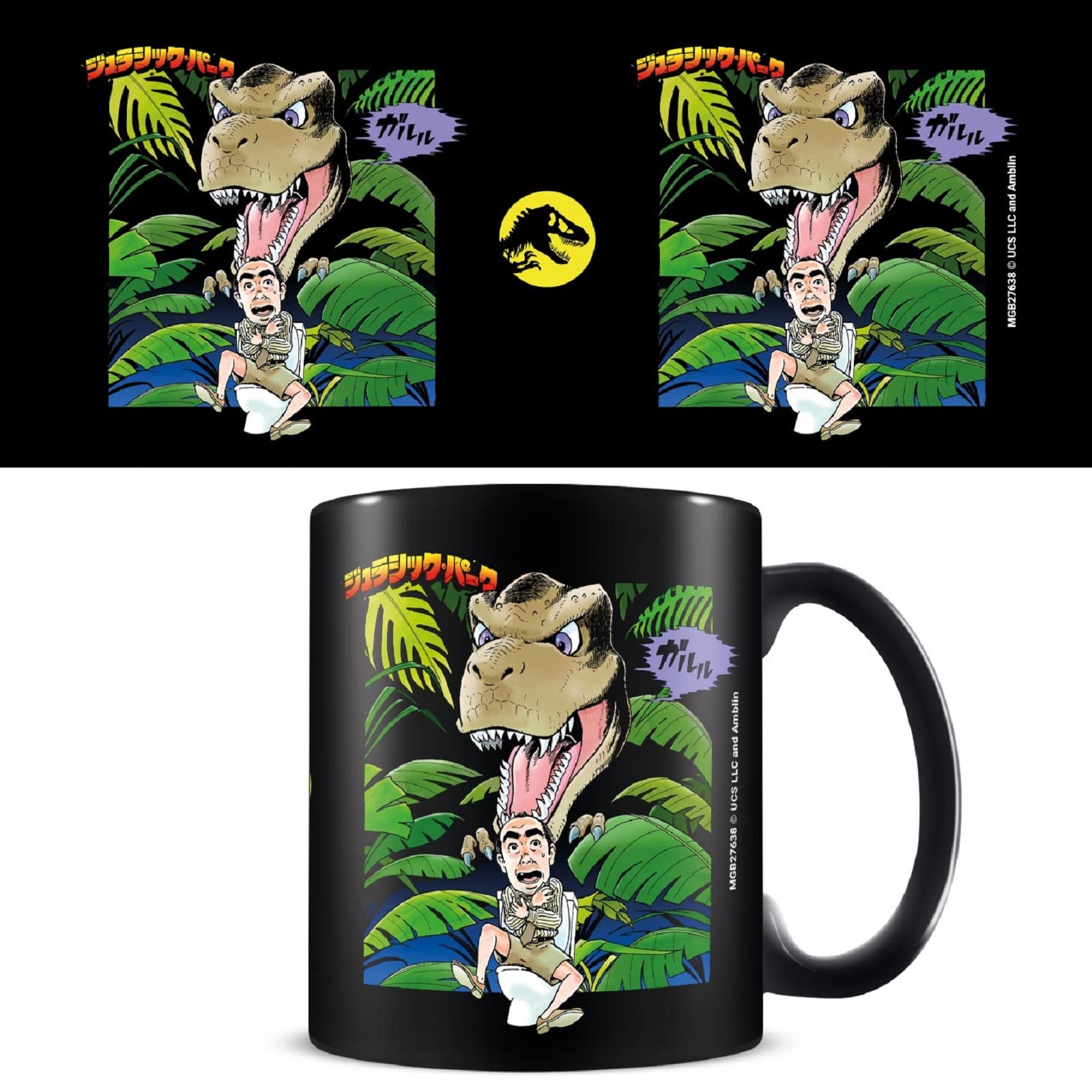 Pyramid International Women's Black Jurassic Park Mug (Caught On The Toilet Anime Design) - 11Oz Ceramic Coffee Mug, Cups And Coffee Mugs For Mugs For Men - Official Merchandise,