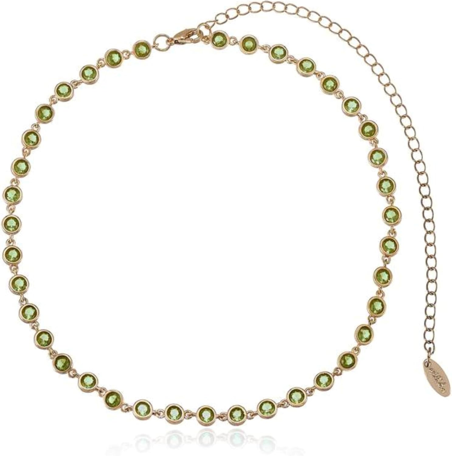 Ettika Gold Choker Necklace, 18k Gold Plated Necklace for Women. Crystal Discs and Link Necklace. Jewelry, Birthday Gifts For Women