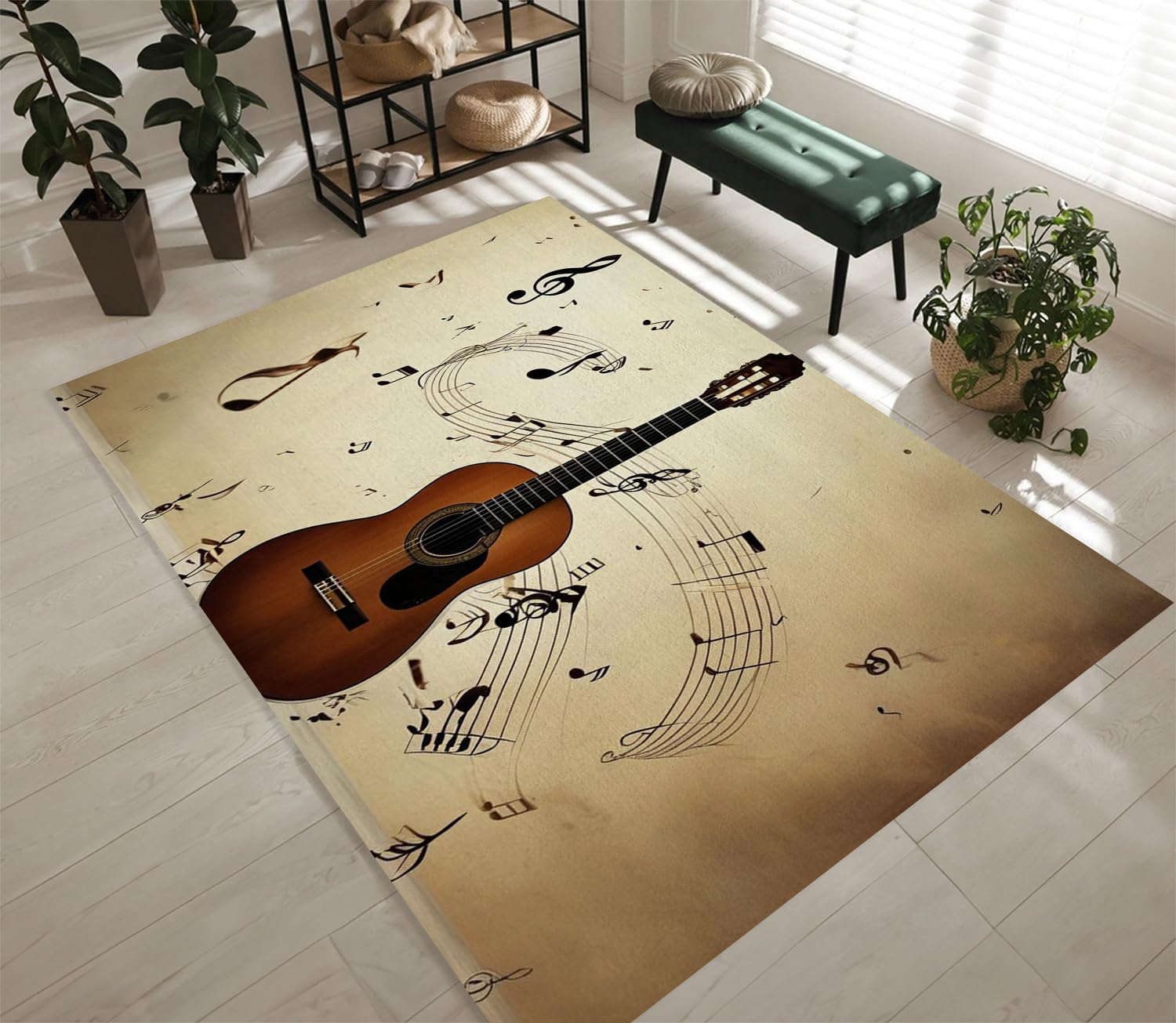Tapis antiderapant guitare lavable 50x80cm pour paillasson de couloir