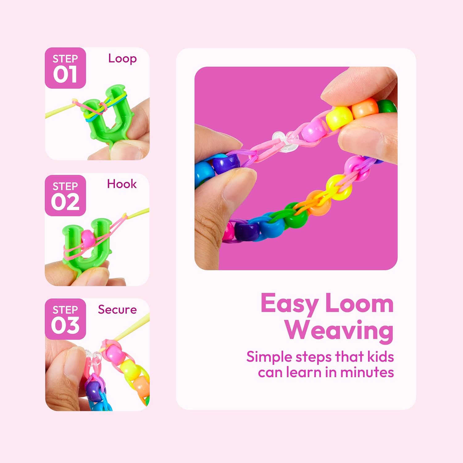 Klever Kits Rubber Band Bracelet Kit, Glow in The Dark Loom Bracelet Making Kit, 6000+ PCS DIY Set, Crafts for Girls Age 7+ by JOVA - Image 4