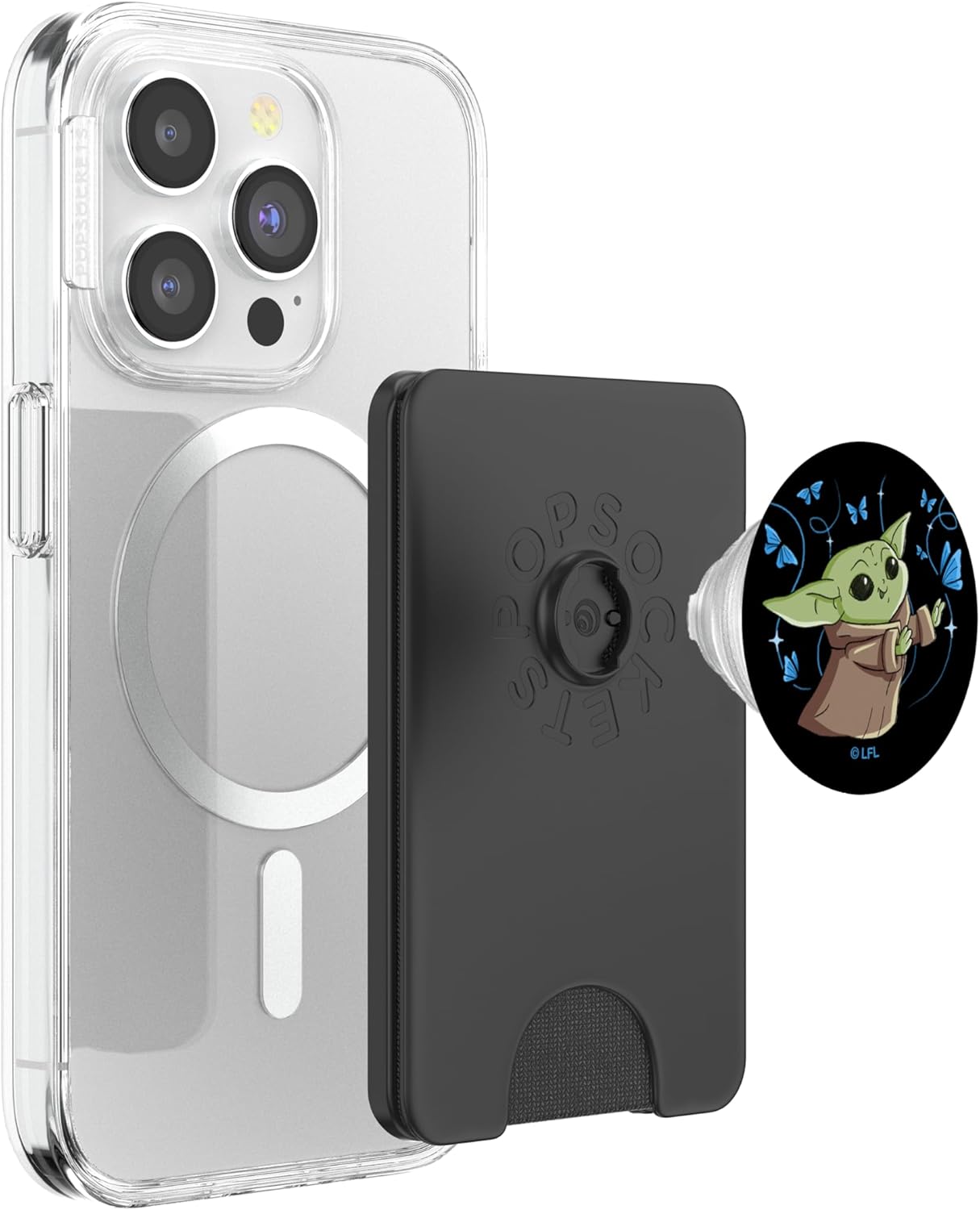 Star Wars The Mandalorian The Child with Blue Butterflies PopSockets PopWallet for MagSafe