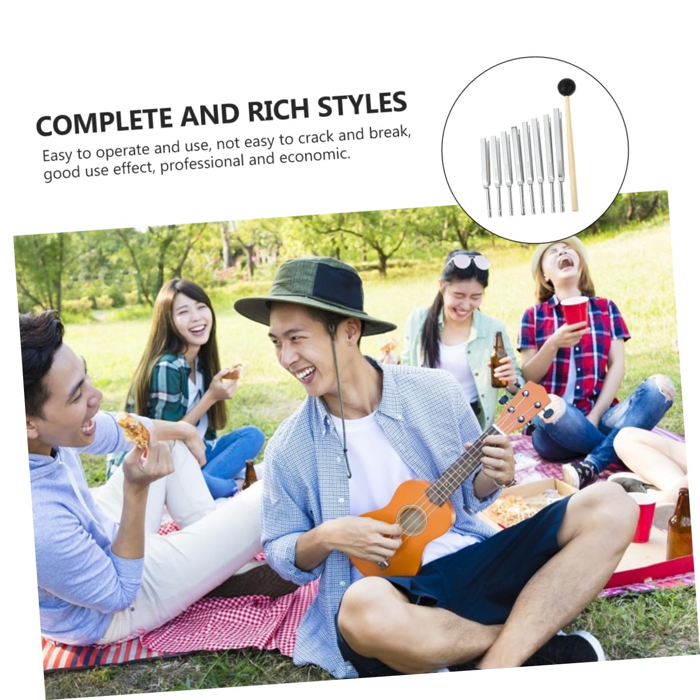 Homoyoyo Jeu de 8 Diapasons pour Accordeur Simple, Fourche de Violon et Guitare en Métal Robuste, Outil de Réglage Portable pour Violon, Alto, Violoncelle et Guitare, Accessoires Pratiques