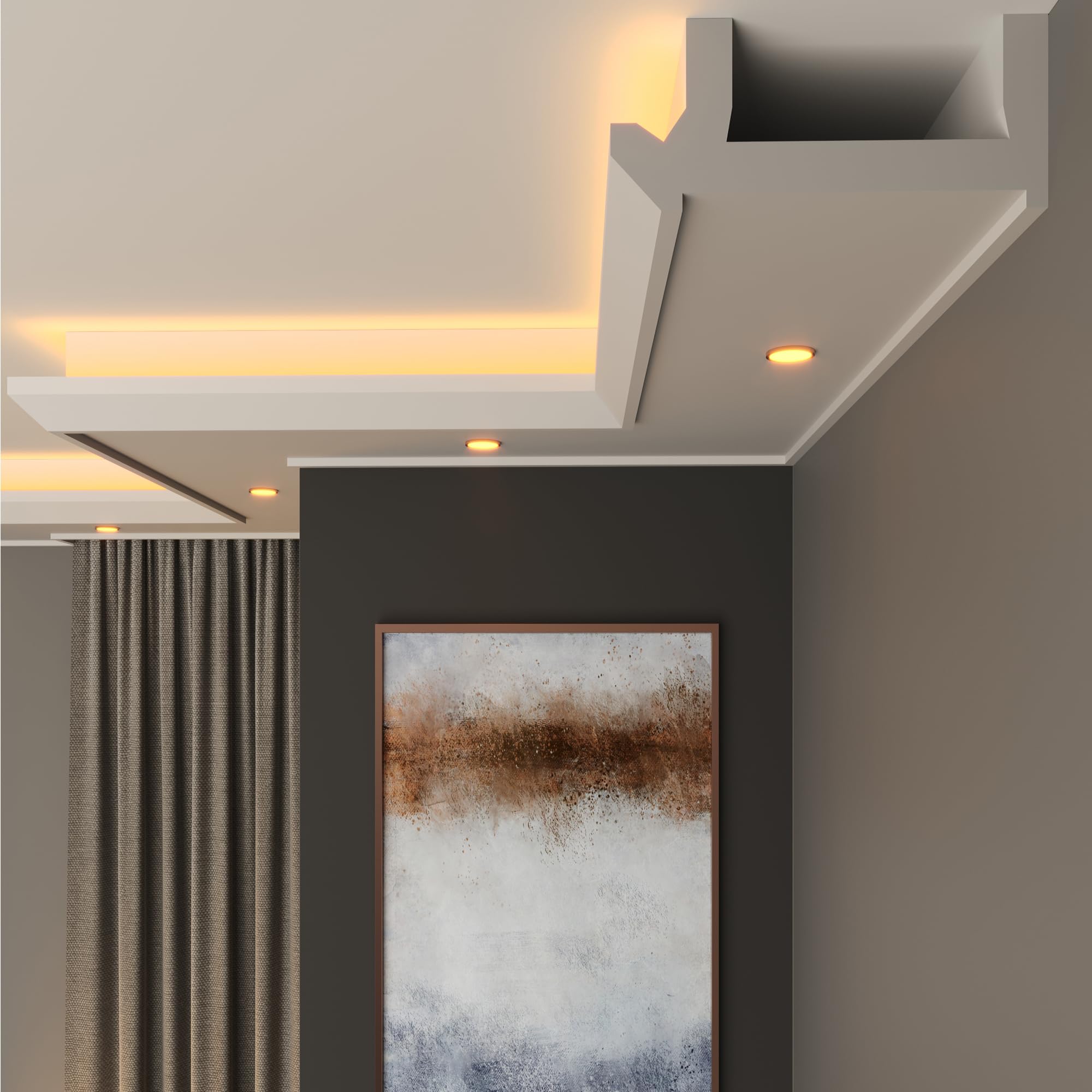 FAST DECOR Premium XPS LED Coving for Ceilings, Lightweight Decorative Cornice Moulding Trim, Paintable Finish, Easy DIY Installation, Cornice Coving, Ceiling Coving (CLS07, InternalCorner 20cm)