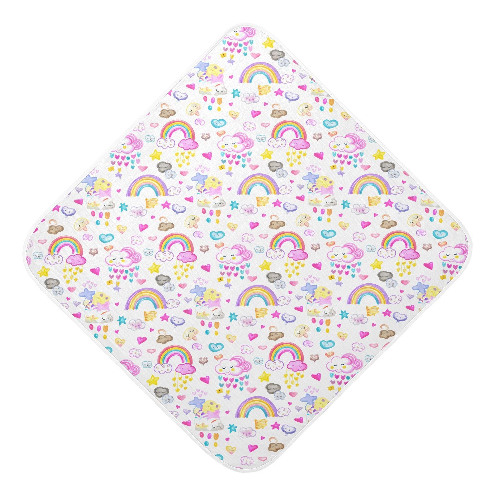 Msyxl Rainbow Whimsy Hooded Towel - Ultra Soft & Absorbent Muslin Cotton Bath Towel for Babies, Toddlers, Newborn - Boys & Girls Essential 30