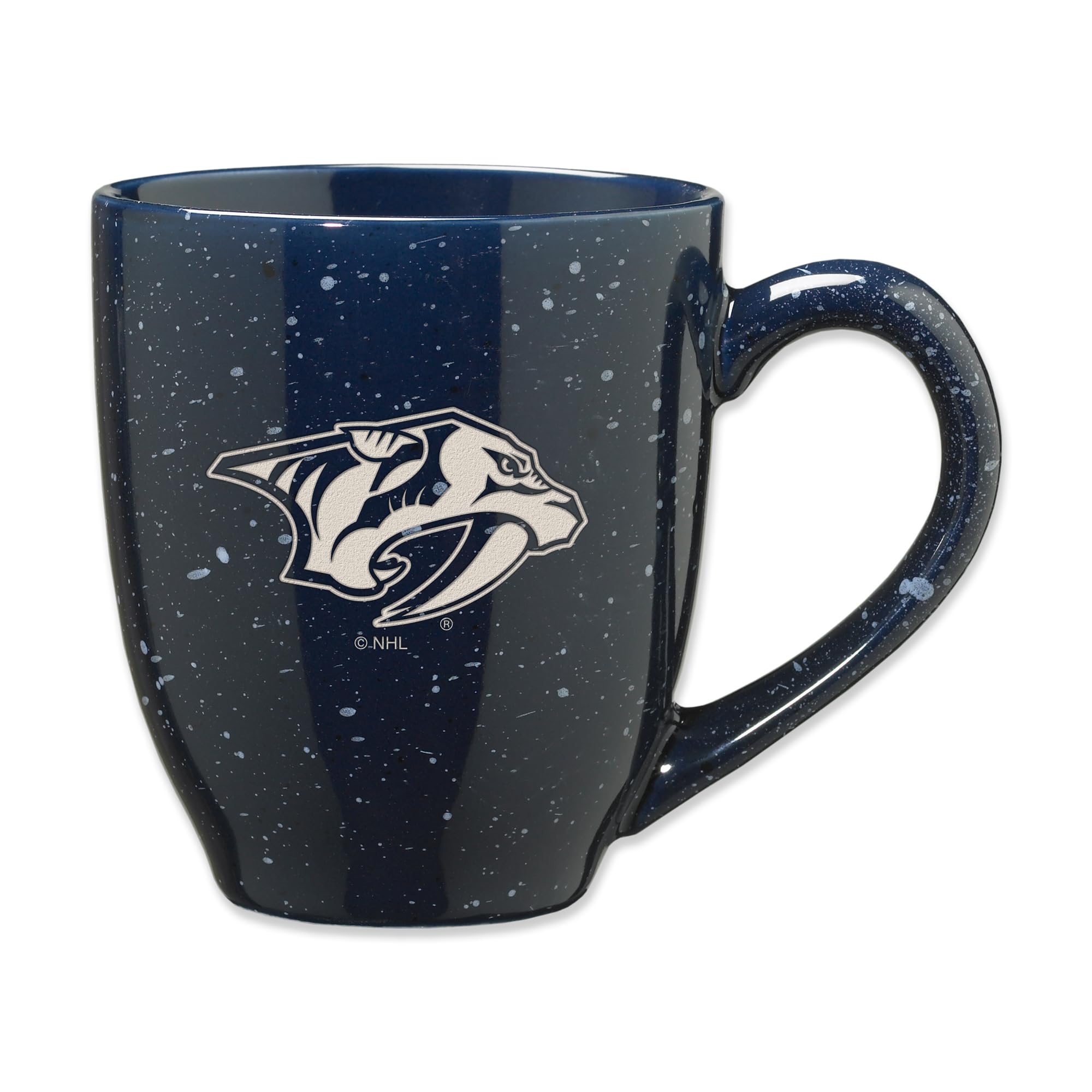 Rico Industries Team Color Nhl Hockey Nashville Predators Navy 16 Oz Laser Engraved Speckled Ceramic Coffee Mug 16Oz