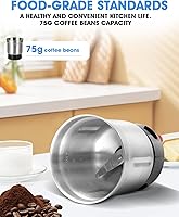 Vista 2 de Molinillo de café eléctrico, potente motor de 250 W, máquina para el hogar con capacidad de grano de café de 2.65 oz, para frijoles, especias