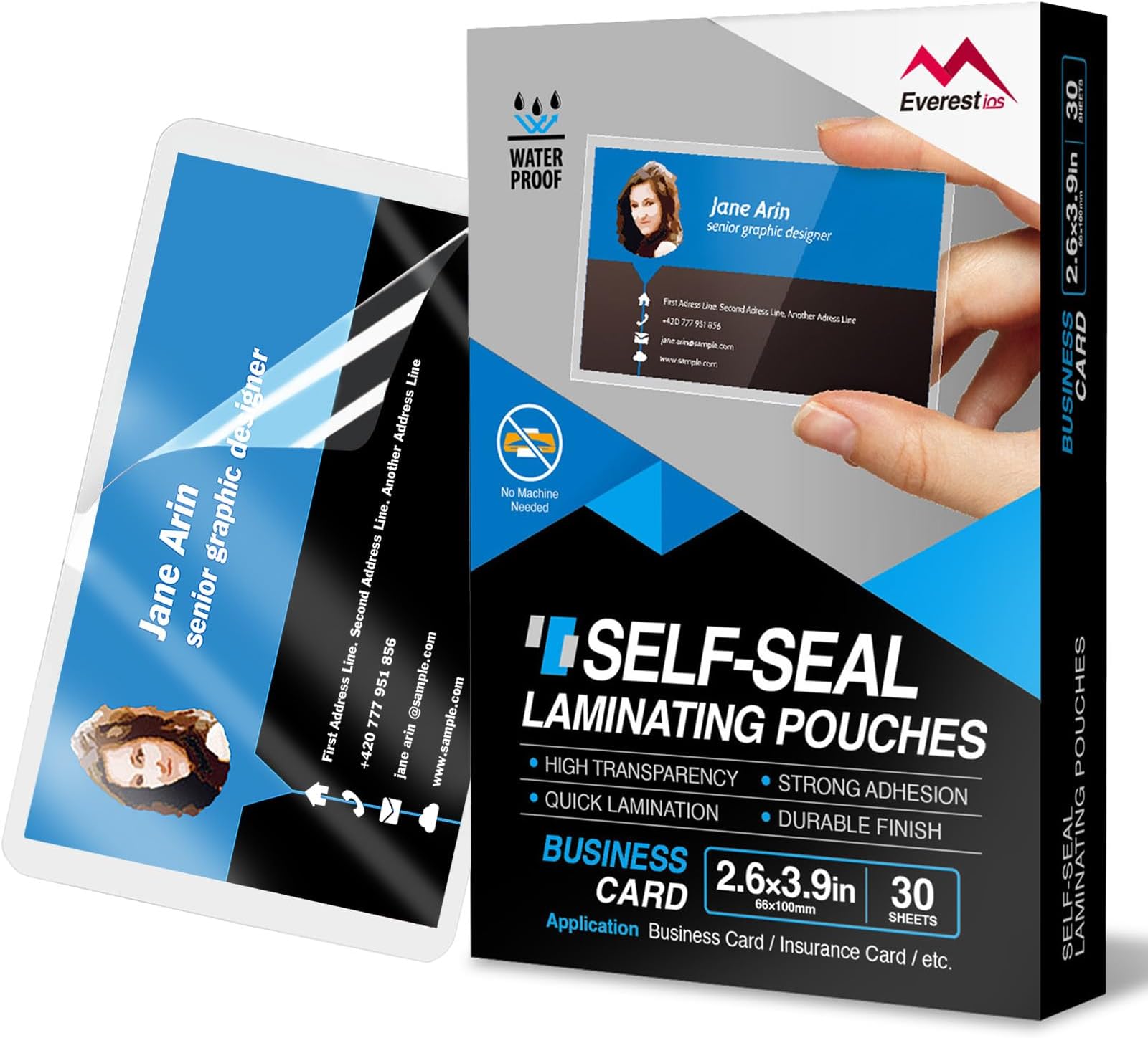 Everest Self Seal Laminating Pouches, Self Sealing for