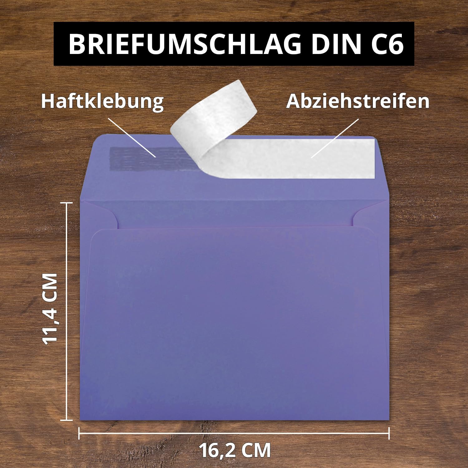 500x Faltkarten Set DIN A6 / C6 - Doppelkarten mit Umschlägen - Violett (Lila) - 14,8 x 10,5 cm (105 x 148 mm) - Haftklebung mit Abziehstreifen