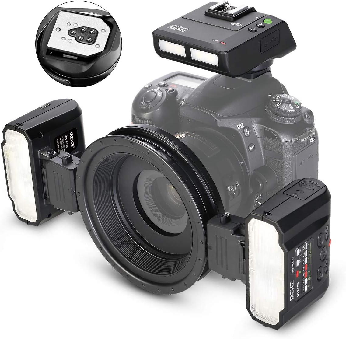 Meike MK-MT24 2.4g Wireless Macro Twin Flash Kit for Canon DSLR and Mirrorless Cameras