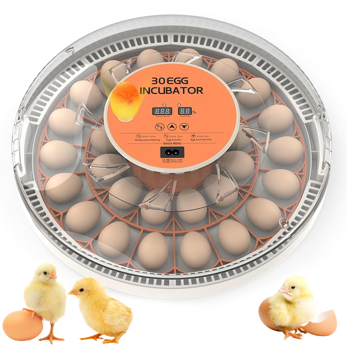 Incubadora automática de huevos con control de temperatura y pantalla de humedad, capacidad de 30 piezas para incubar codorniz, pato, pollo, paloma