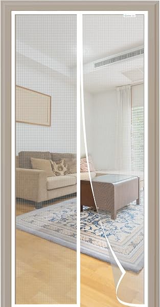 Zanzariera magnetica per porta, 120x240 cm, zanzariera per porta del balcone, non è necessario praticare fori, adatta per porte del balcone, delle finestre, delle terrazze, bianco - 1
