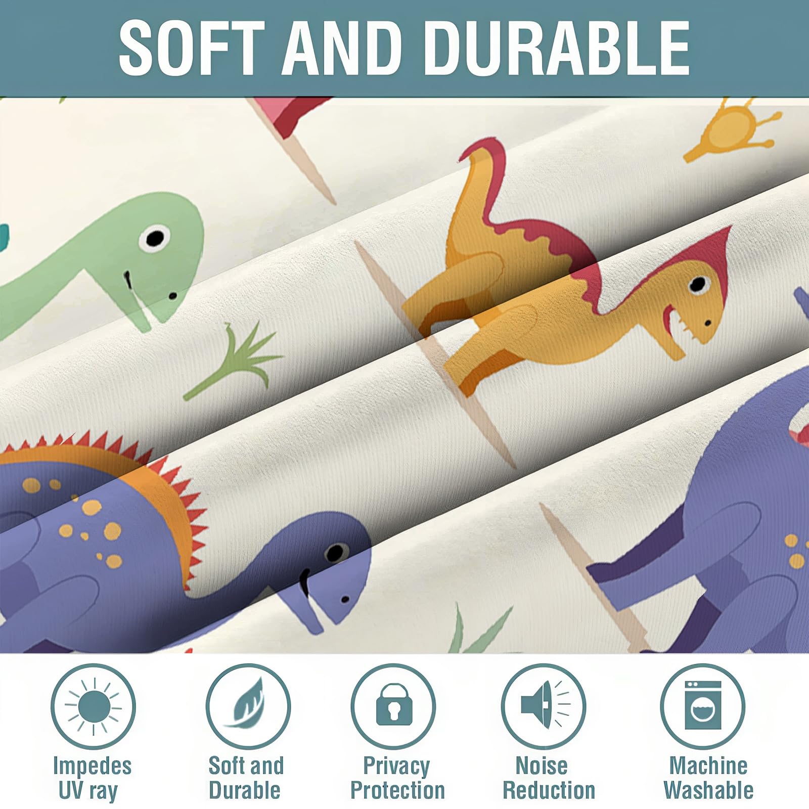 Tenda Oscuranti Per Interni Termoisolante Colore Dinosauro Carino Tende Stampate In 3D Con Passanti Animali Dei Cartoni Animati Camera Da Letto Cucina,132X160Cm