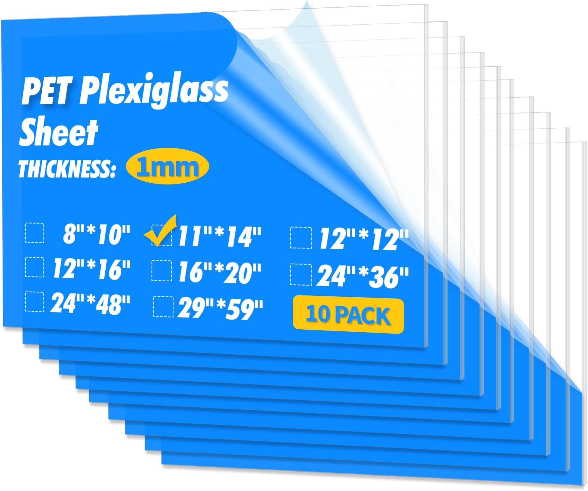 Art3d Plexiglass Sheets, Clear & Flexible, 10-Pack of 11 x 14"