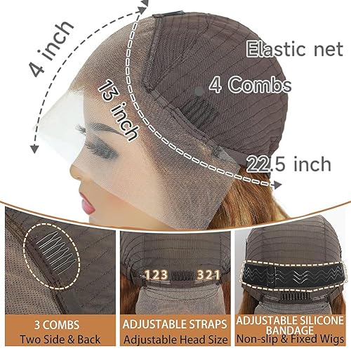 Miniatura 8 de Peluca Bob de cabello humano de 13 x 4 con encaje frontal de cabello humano prearrancado con cabello de bebé, densidad del 180 %, pelucas cortas Bob