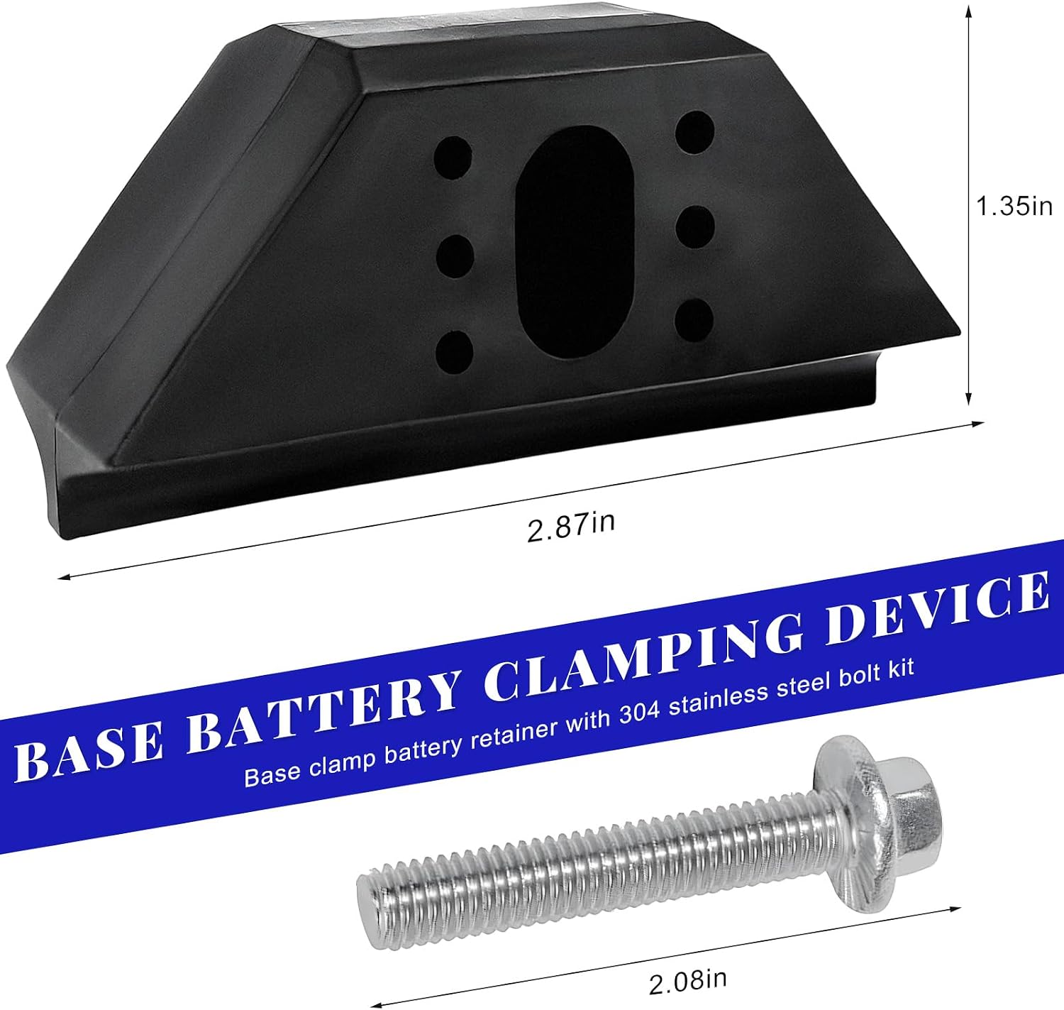 Base Clamp Battery Hold Down, Car Battery Tie Down Bracket Replacement with 304 Stainless Steel M6 Bolt, OEM #14005061 Vehicle Batteries Holder Compatible with Select Models