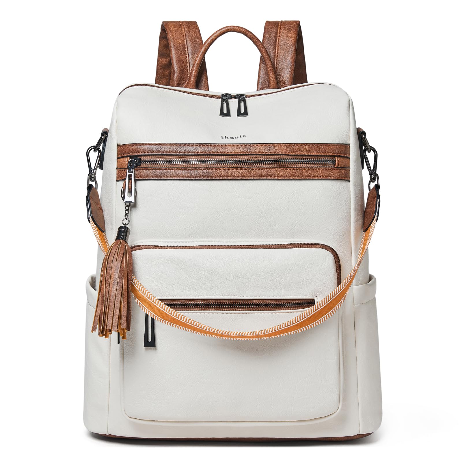 Shrrie 15.6 inch Laptop Backpack for Women,Large Leather Backpack Purse,Travel,Carry on,Water Resistant Casual Laptop Backpacks,College Backpack,Work