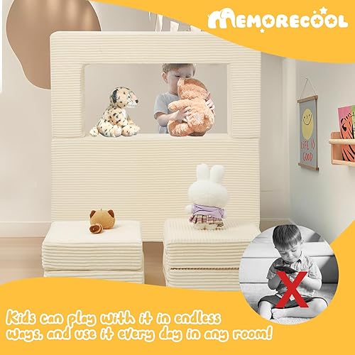 Miniatura 5 de MeMoreCool Sofá Modular para Niños, Sofá de Juego de Pana para Niños Pequeños para Dormitorio, Muebles de Sala de Juegos, Sofá Cama de Espuma