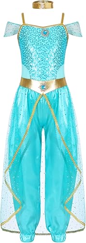 Disfraz de princesa árabe con lentejuelas para niños, disfraz de Halloween