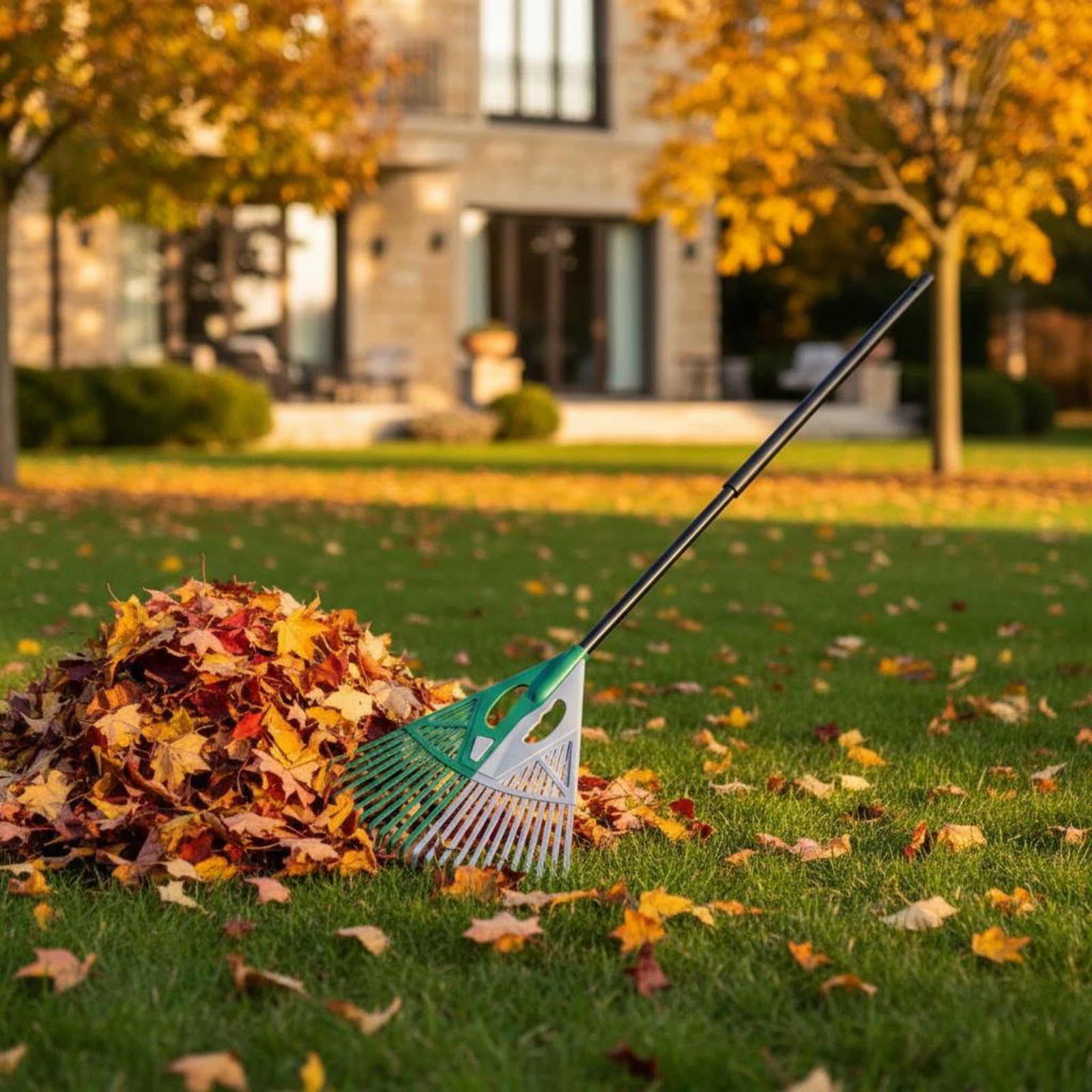 predolo 2-in-1 Laubrechen multifunktional Laubsammler Handgreifer leicht zu Bedienen teilbarer Fächerbesen für Hausbesitzer, Gartenliebhaber, Garten, Hof , W Ss Griff