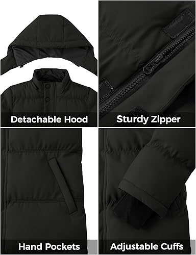 Miniatura 6 de ZSHOW Abrigos de invierno para niña, chaqueta acolchada impermeable con capucha para exteriores, chaqueta de invierno