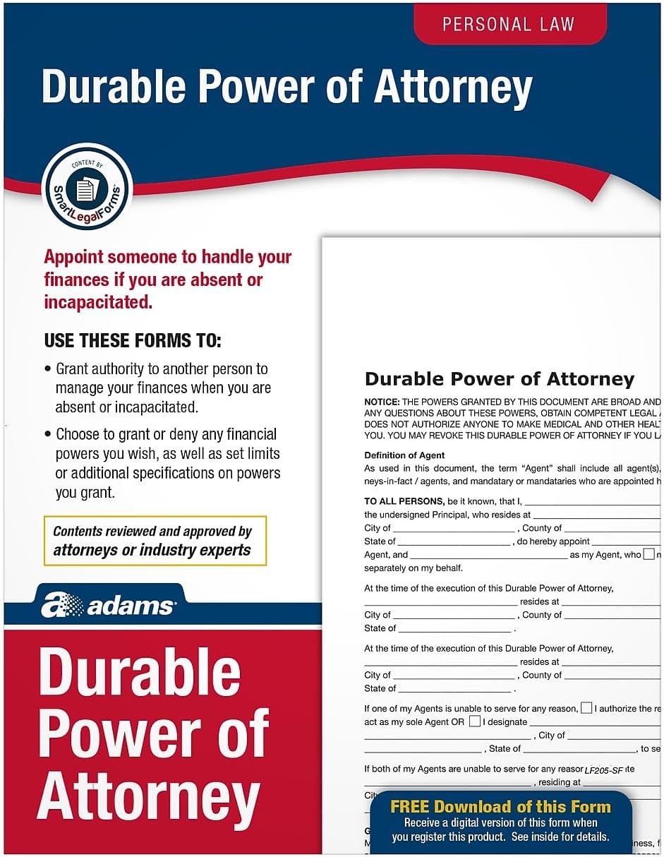 Adams Durable Power of Attorney, Forms and Instructions (LF205), White