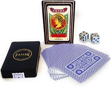 Baraja Espanola con Dados 54-Card Deck with a Set of Dices - Mazo de Cartas Faisan Spanish Playing Cards Red and Blue Assorted Colors