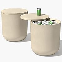 Vista 23 de Veradek Mesa auxiliar enfriadora para exteriores, 2 en 1, diseñada para su uso como mesa auxiliar al aire libre, decoración de patio y baúl de hielo