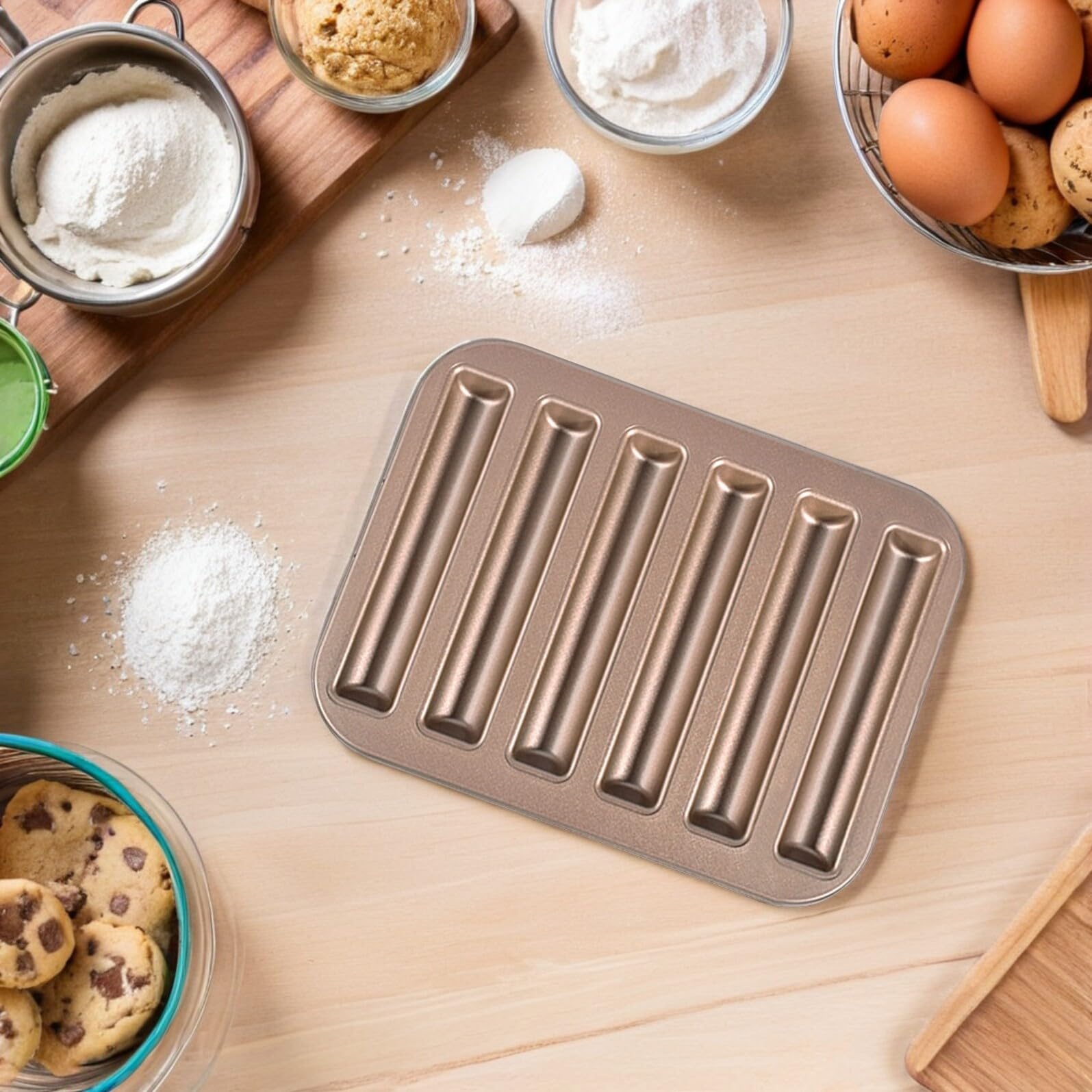 Amosfun 3 Piezas Molde para Hornear Pasteles Cavidades Antideslizante Reutilizable para Horno y Microondas Molde para Bizcochos y Herramienta de Repostería Dorada
