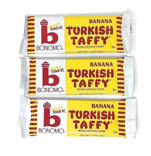 Miniatura 5 de Bonomo Paquete variado de caramelos turcos Taffy (3 piezas/sabor), vainilla, chocolate, plátano y fresa