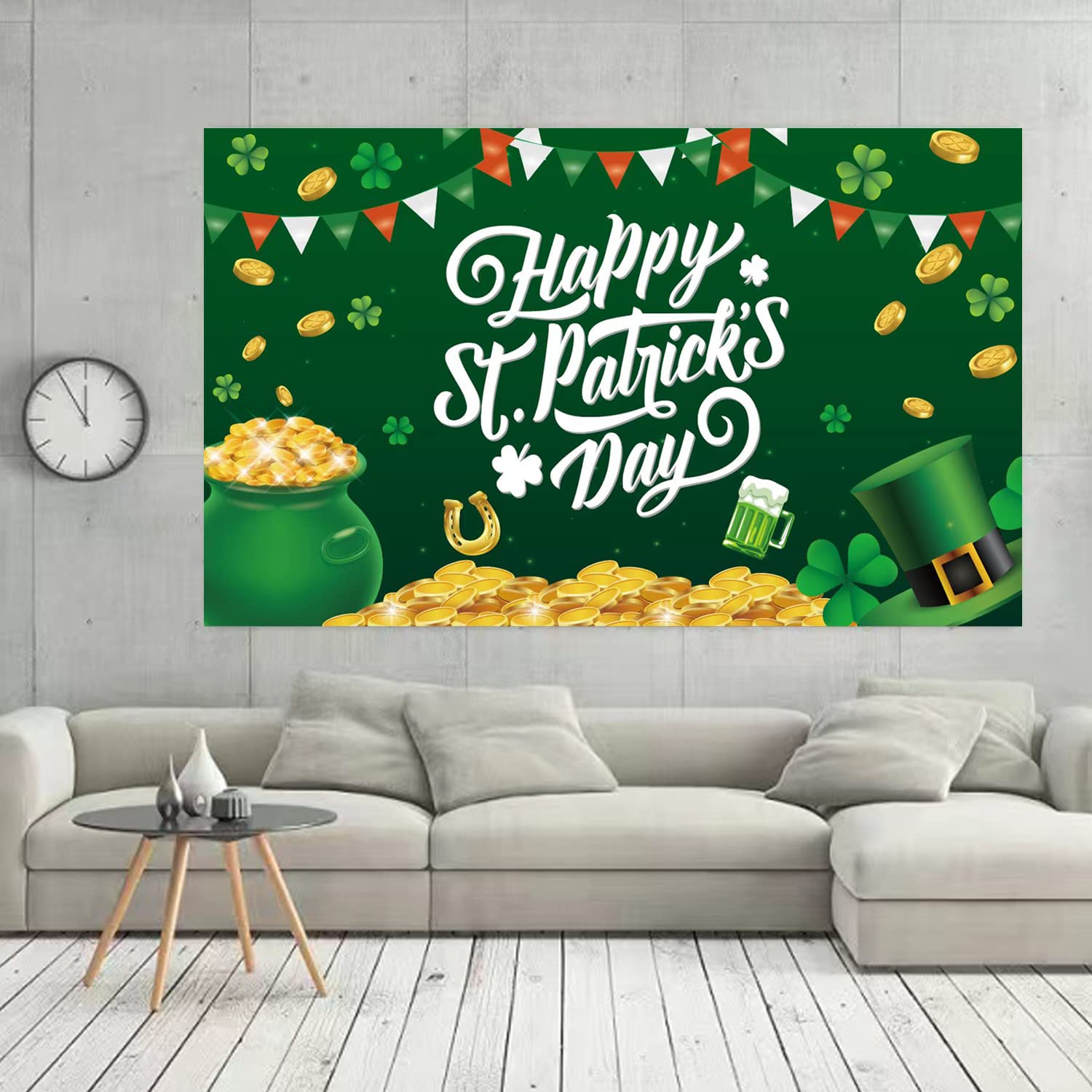 5H-stpatrick Decorazioni Per Festa Di Compleanno A Tema San Patrizio - Striscione E Spirali