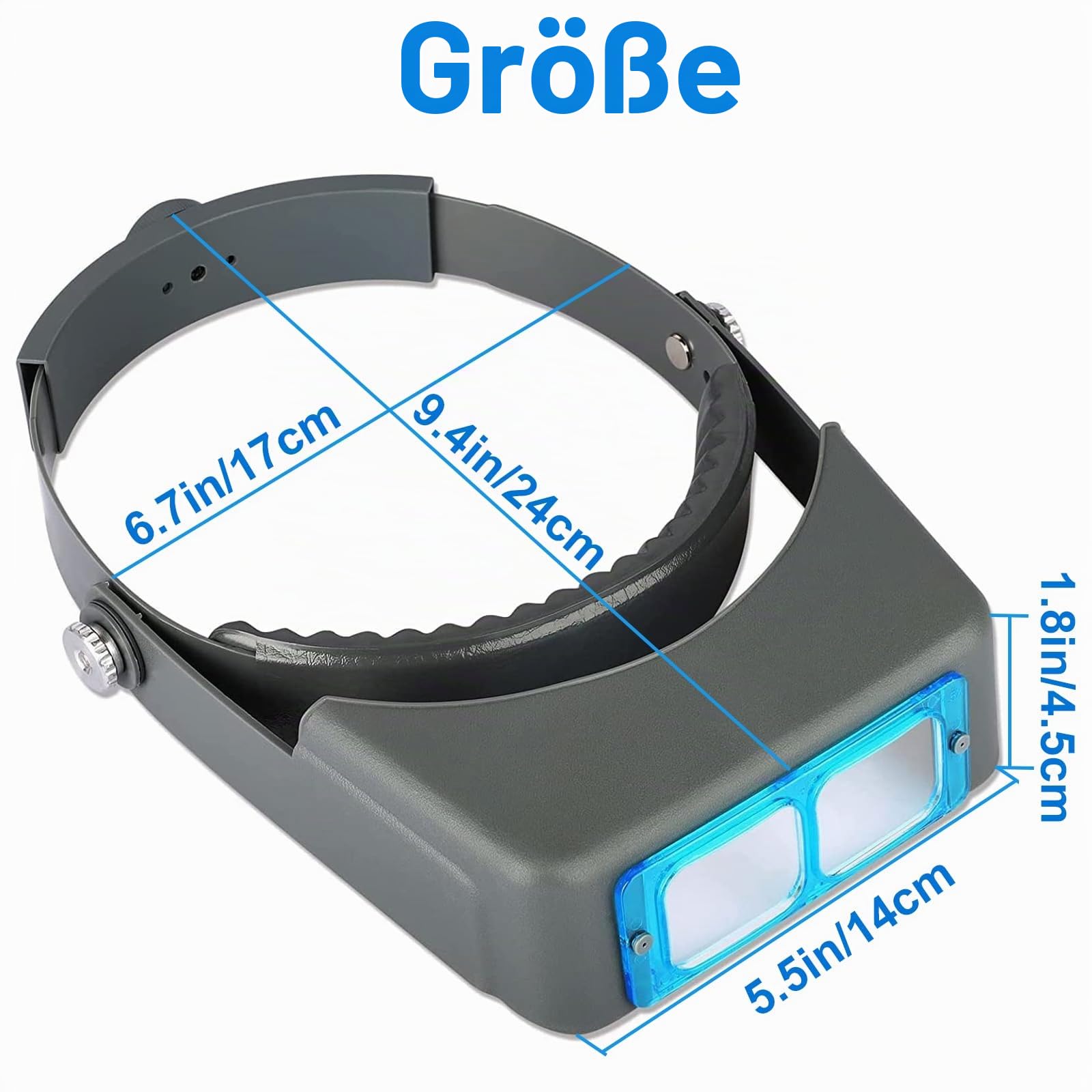 Stirnband-Lupe, Professionelle Doppellinse Kopf-montierte Loupe Schmuck-Lupe, Leseviser Opitcal Glas Fernglas Lupe mit Linsenvergrößerung-1.5X 2X 2.5X 3.5X für Reparatur, Handwerk