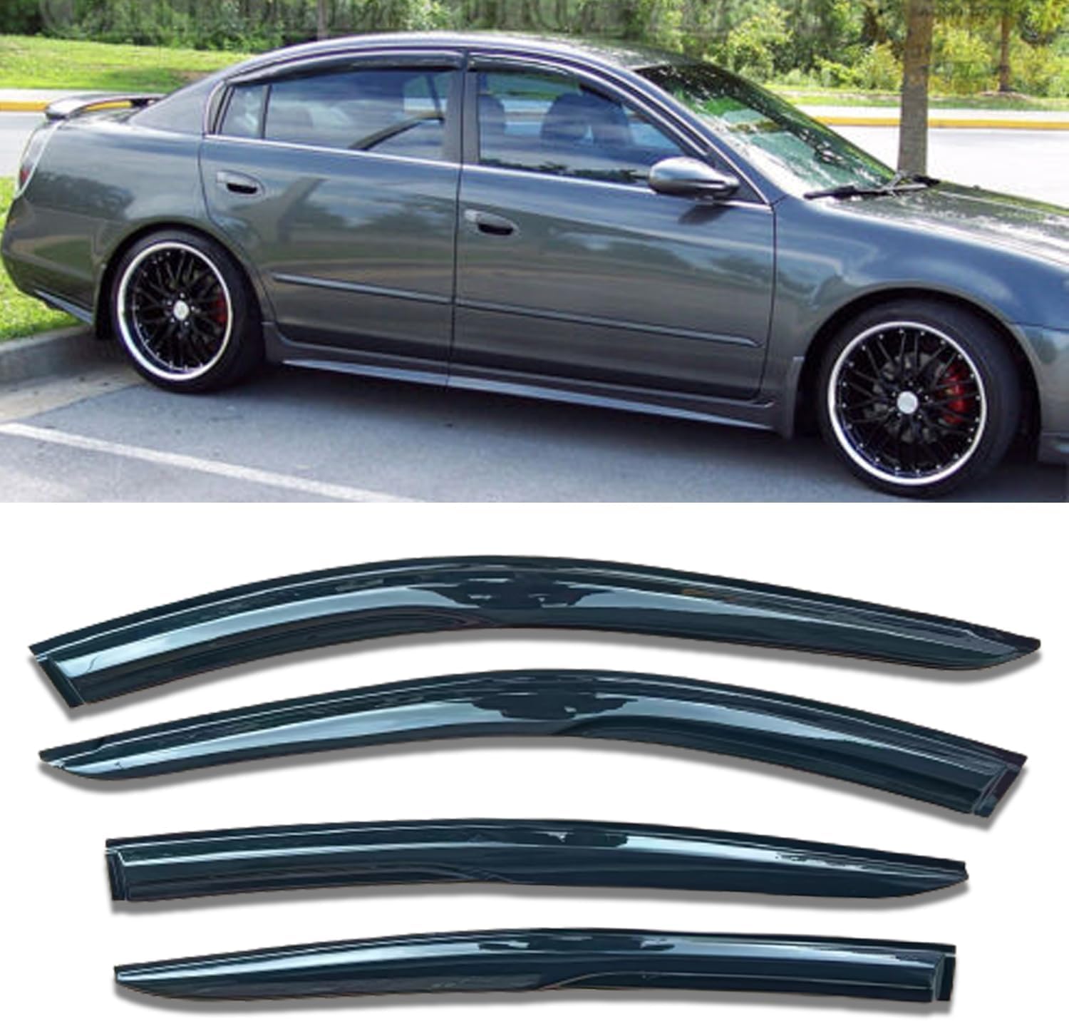 Tape On Window Visors Rain Guards Deflectors for 2019-2025 Nissan Altima,4PCS Smoke Tinted Vent Visors Compatible with Altima 19-25,UV Protection & Reduced Road Noise,Sun Visor for Car