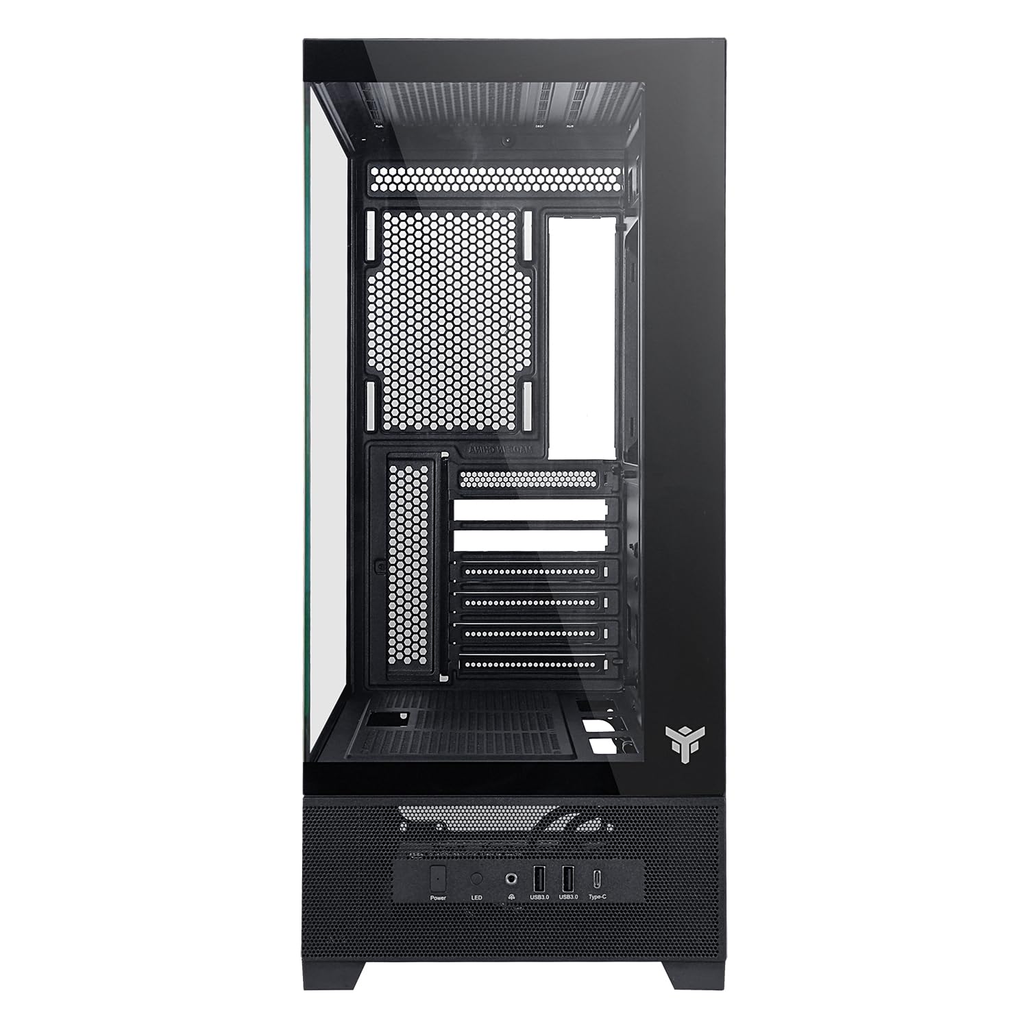Itek Case Gaming SHOWBUI 37B – Tower ATX con 3 Ventole ARGB 12 cm, USB-C, 2x USB 3.0 e Pannelli Laterale & Frontale in Vetro Temperato