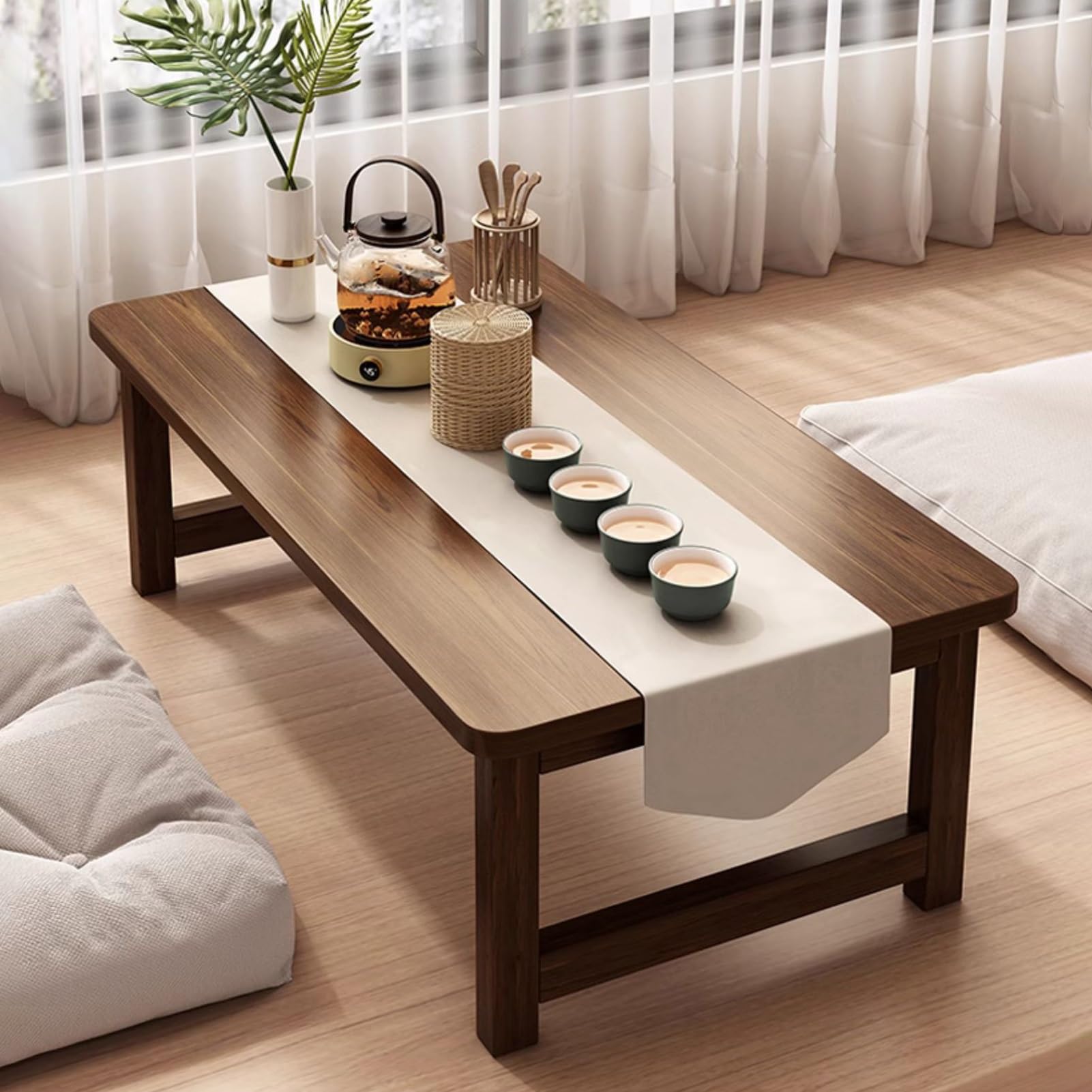 Folding Coffee Table Japanese-style Portable Bay Window Table For Home, Picnics, Meditation Multifunctional And Space-saving (Color : A, Size : 80cm)