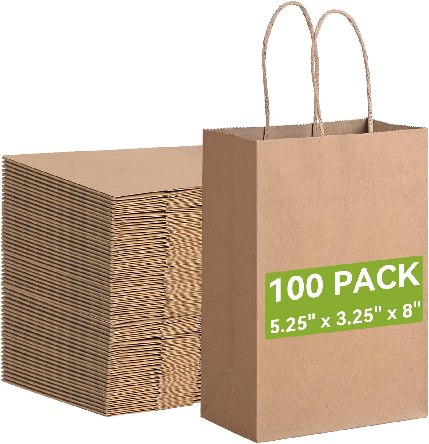 Brothersbox Small Brown Paper Bags with Handles 100PCS,...