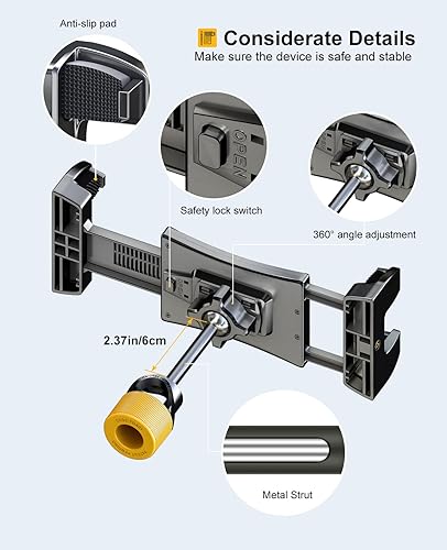 Miniatura 8 de LINCO Soporte para tablet para asiento trasero – Soporte ajustable para iPad para coche – Soporte de tableta de coche para viajes – Se adapta a