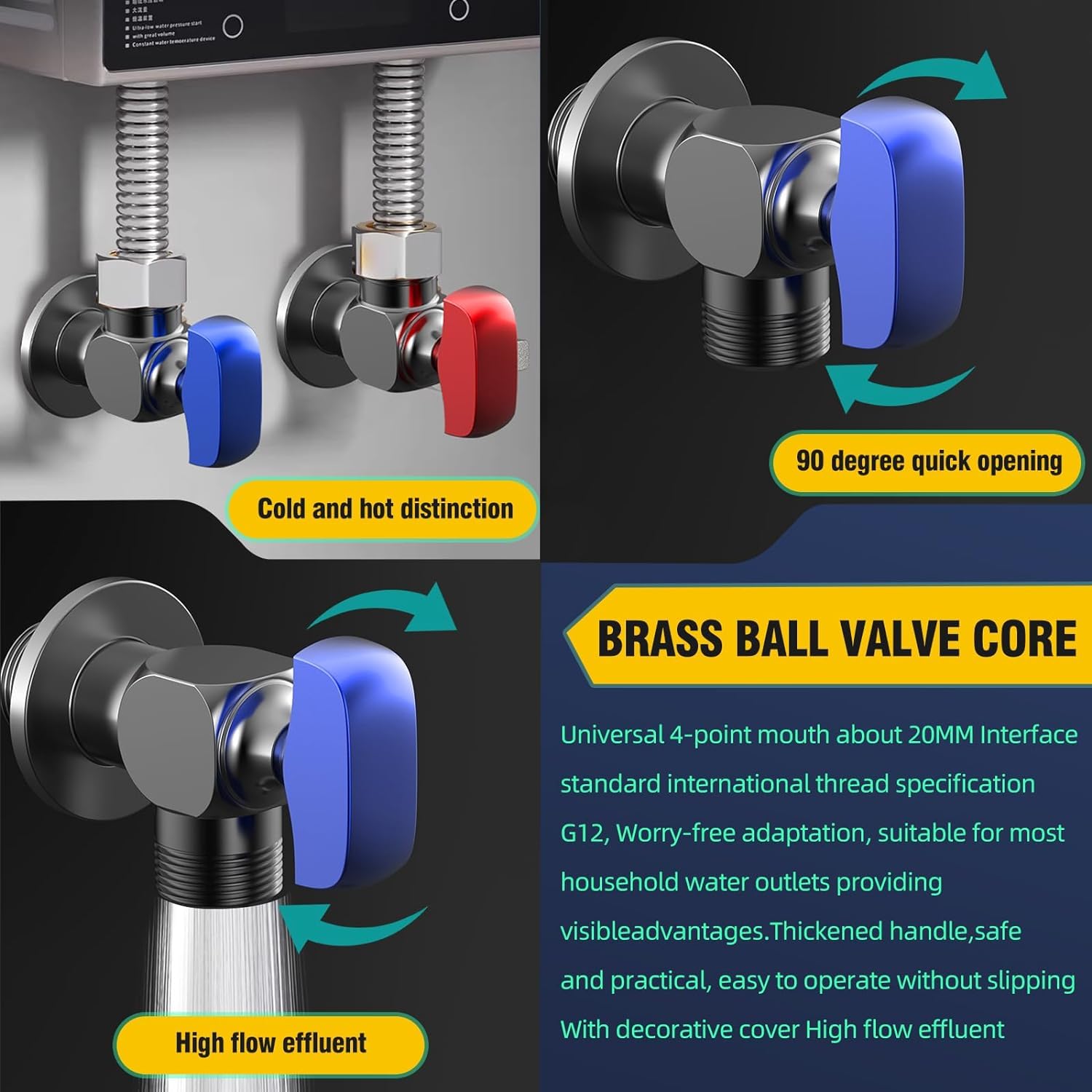 Valvola A Triangolo In Ottone G1/2 - Universale Per Acqua Fredda, Per Bagno E Cucina - Foto 3