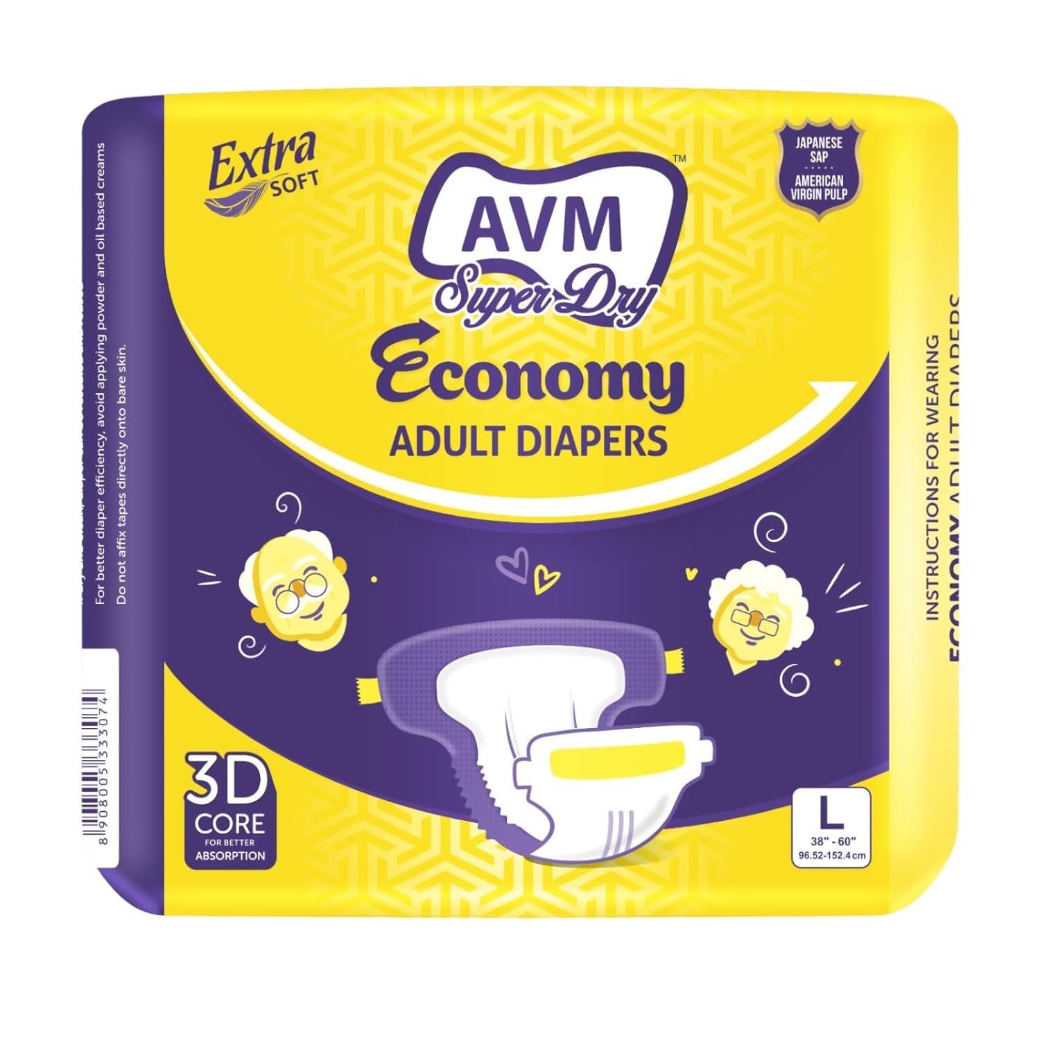 AVM Super Dry Economy Adult Diaper L size (Large) | Waist (38" - 60" | 96-152 cms) | Unisex | Leak Proof | Breathable Fabric - 10 Pcs/ 1 Pack-image-45