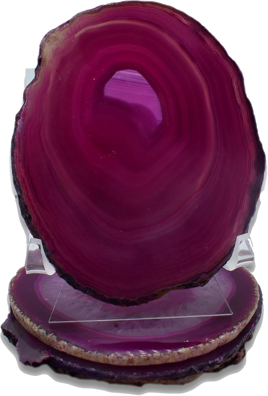 Nature's Decorations Pink Agate Stone Coasters - Set of 4, Polished Geode Drink Mats for Dining & Coffee Table & Kitchen Geode Decor Non-Toxic 3.5-4" Diameter
