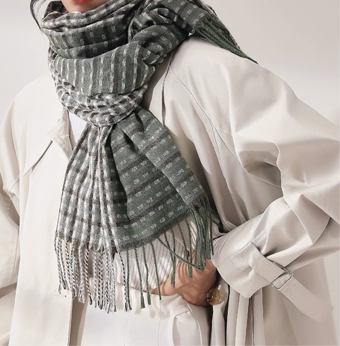 Écharpe Chale Écharpe Femme d'hiver Châles Cachemire Toucher Hiver Wraps Plaid Etole Femme(F)