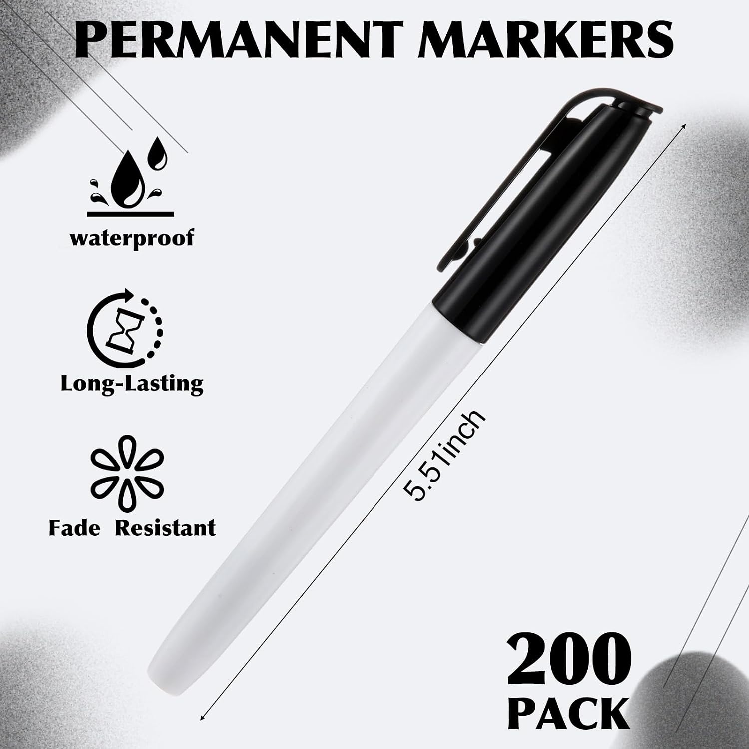 Affrolling 200 Pack 0.4mm Ultra Fine Point Permanent Marker Bulk, Fine Tip Permanent Markers Set, Quick Dry, Waterproof, Durable, Works on Paper, Glass, Ceramic, Plastic, Wood, Rock, Metal (Black)
