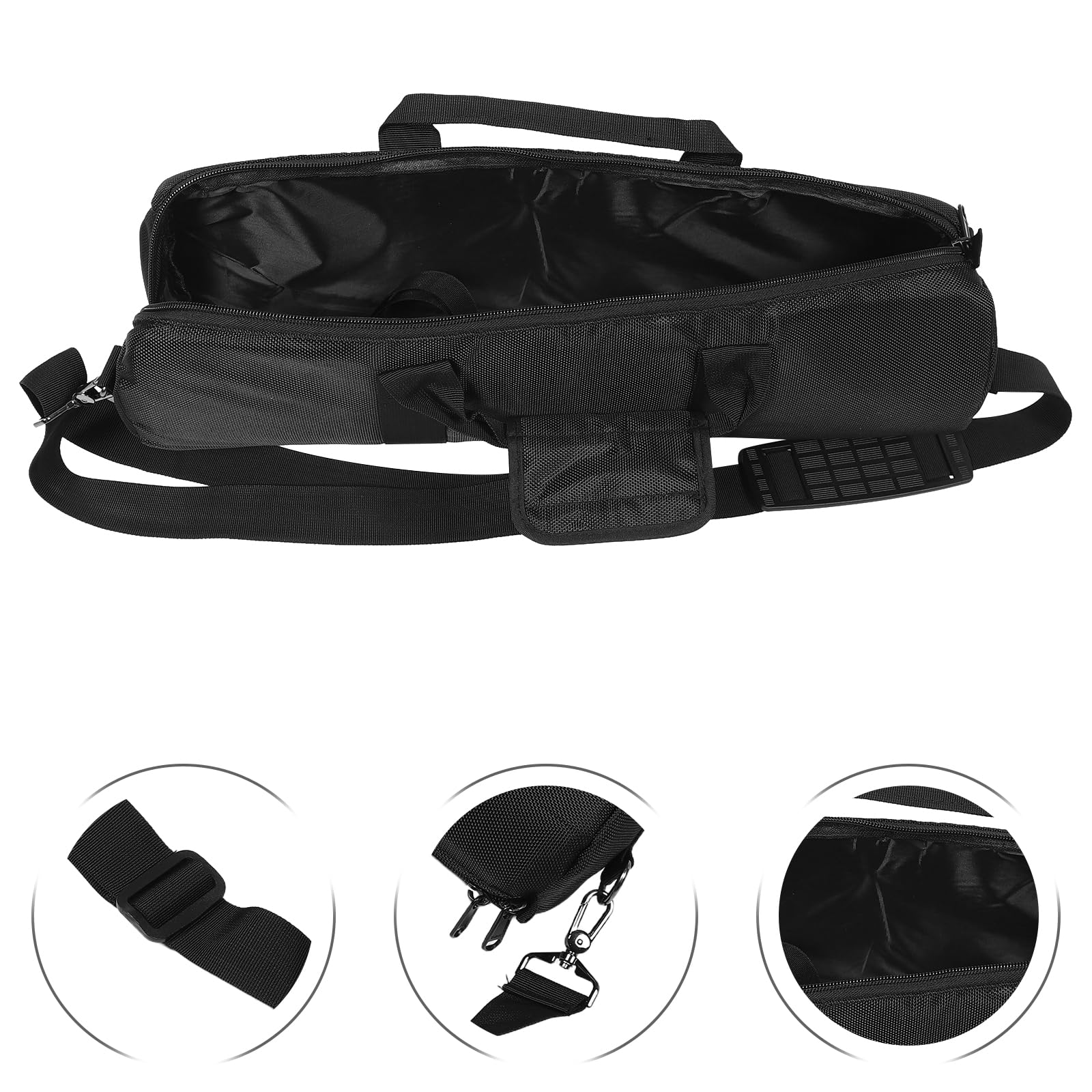 Borsa per Leggio Pieghevole 50x13 Cm, Cilindrica con Maniglia | Nera, per Accessori Musicali, Formato da Viaggio per Prove e Spostamenti