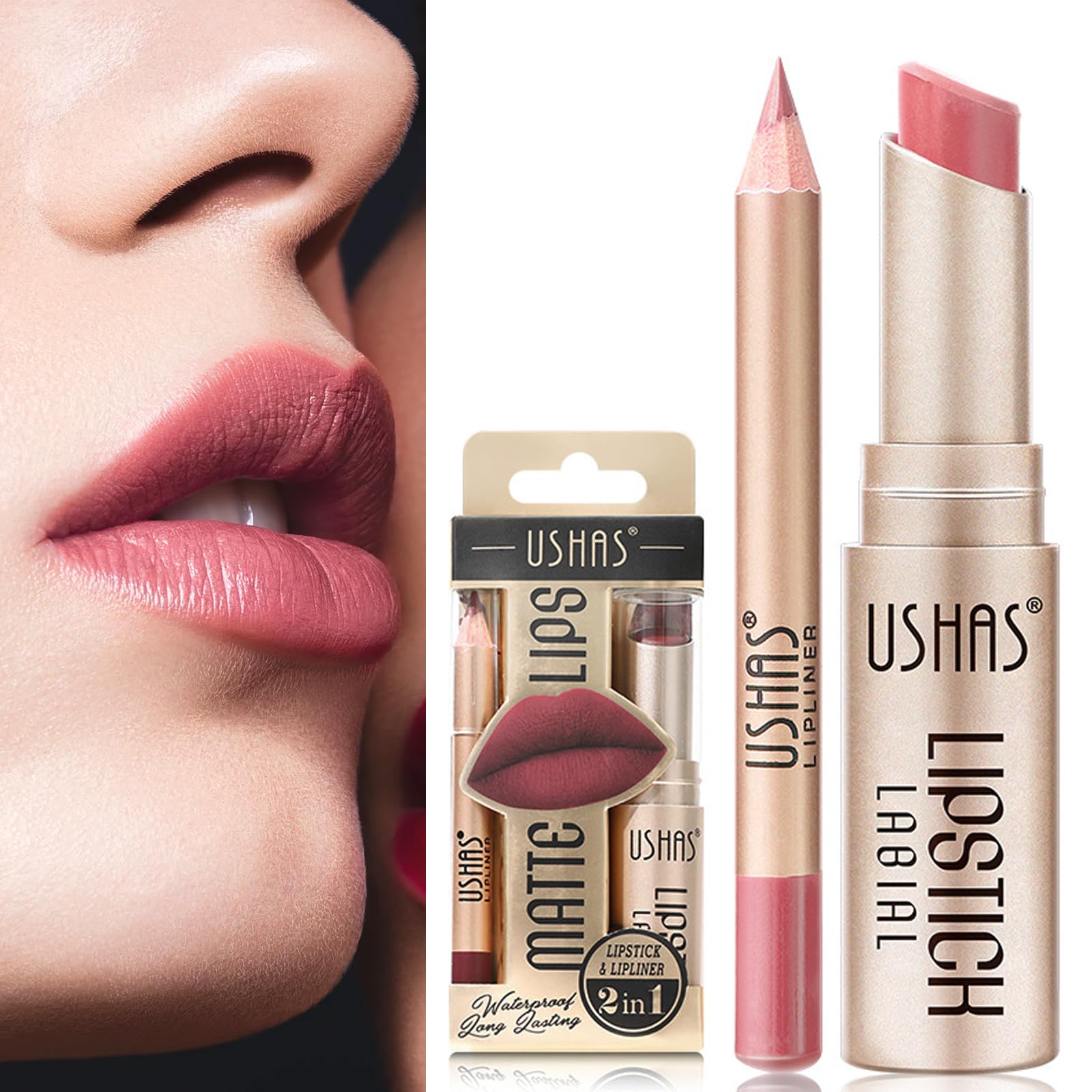 Nude Lip Liner and Lipstick Makeup Set, Matte Pink Lipstick 24H Non-Stick  Cup Not Fade Waterproof Moisturizing Makeup Kits Velvety Lipliner Make Up  Gift : Amazon.co.uk: Beauty